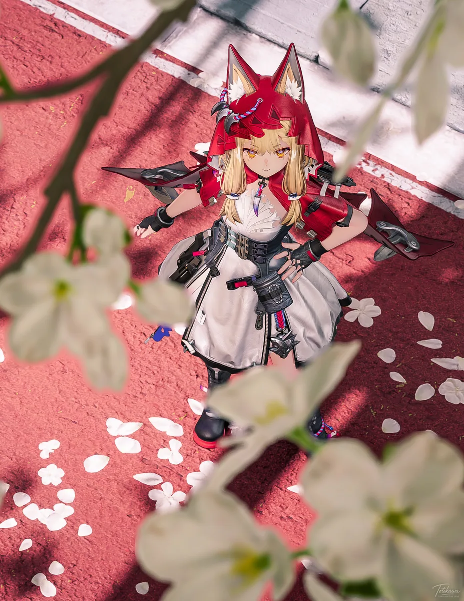 管理人が夢見た梨の花でお花見している、 とてもかわいいロッシちゃん🐺✨