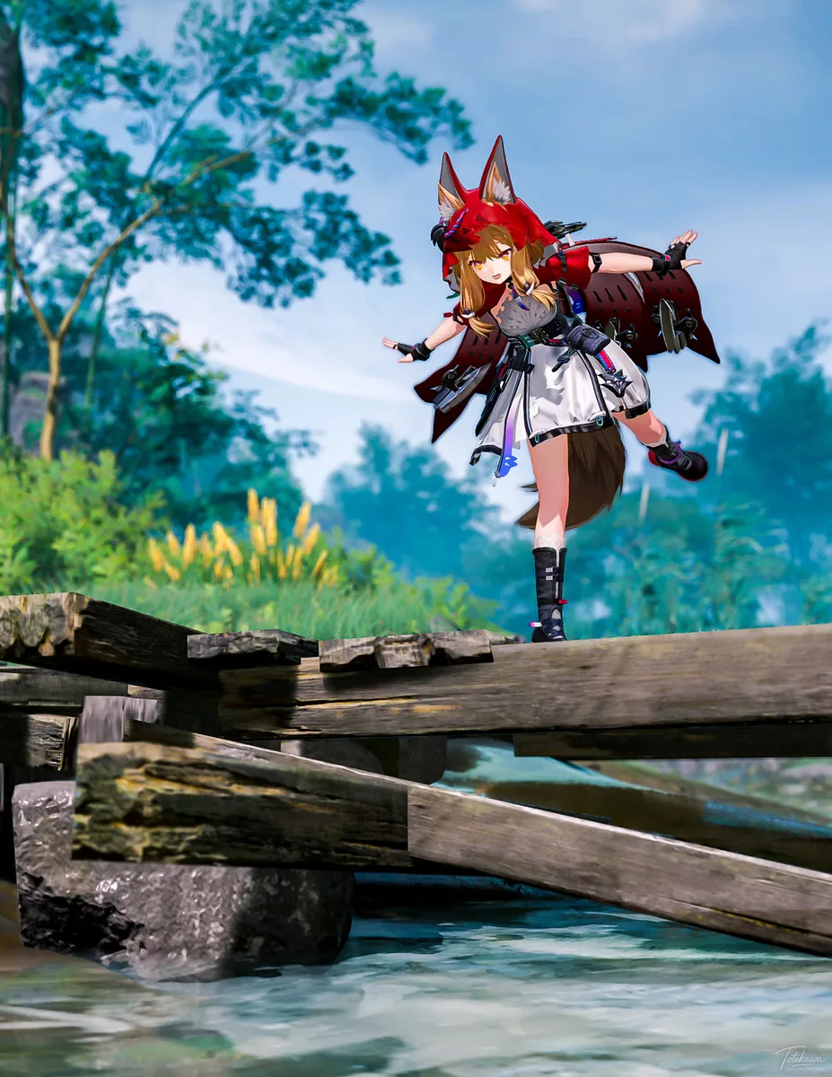 冒険の途中、お魚さんを探しているロッシちゃん🐺✨ お魚さんは見つかったかな🐟