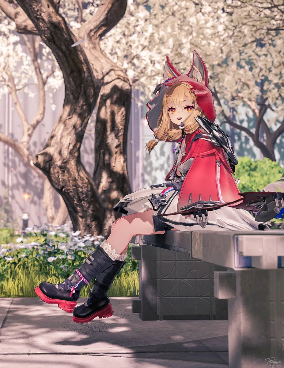 春の風にひと休みするロッシちゃん🐺✨ 大切な人を待ってるみたいだね🌸