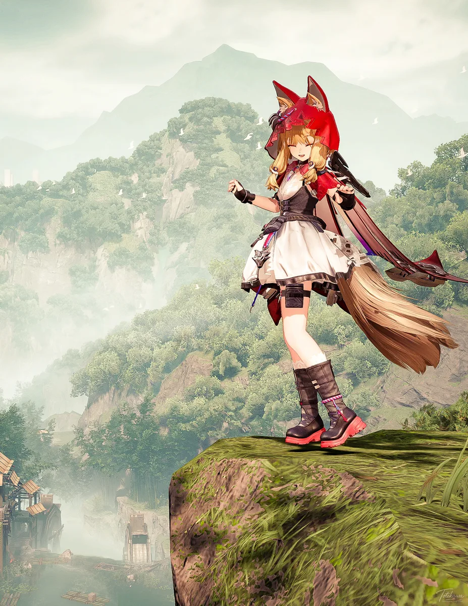 高いところから景色を眺めるロッシちゃん🐺⛰ わくわくしてる姿がかわいいね✨