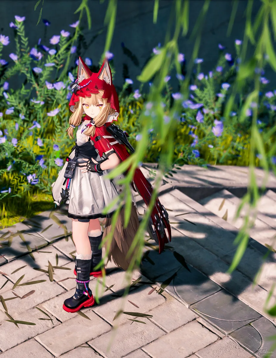 街を歩きながら、小さな花や揺れる葉に目を輝かせてるロッシちゃん🦊🍃 小さな発見を楽しんでる表情がとてもかわいいね💕