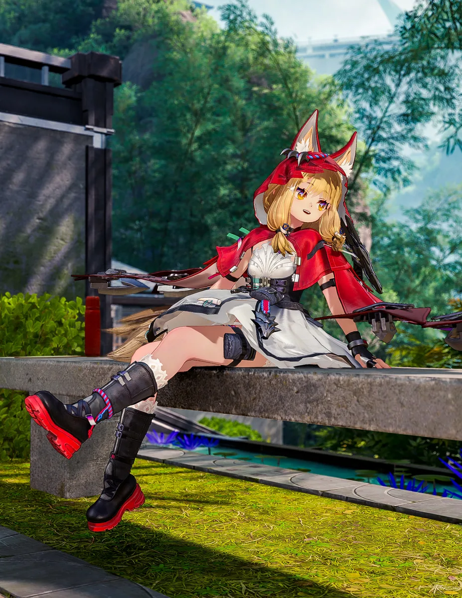 冒険の途中でちょこんとひと休みするロッシちゃん🐺✨ そのリラックスした仕草がほんとうにかわいいね💕