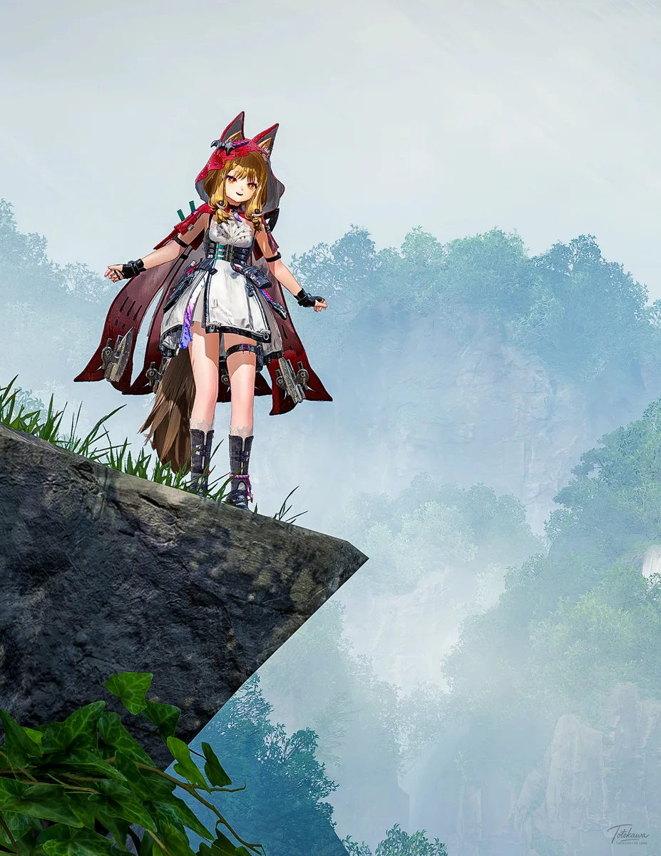 風を纏って頂を目指すロッシちゃん🐺✨ 霧の向こうに、どんな景色が待ってるのかな？
