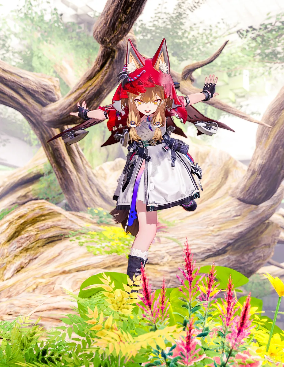 森の中で出会ったお花に心を奪われたロッシちゃん🐺✨ こういう一瞬がとてもかわいいね🌸