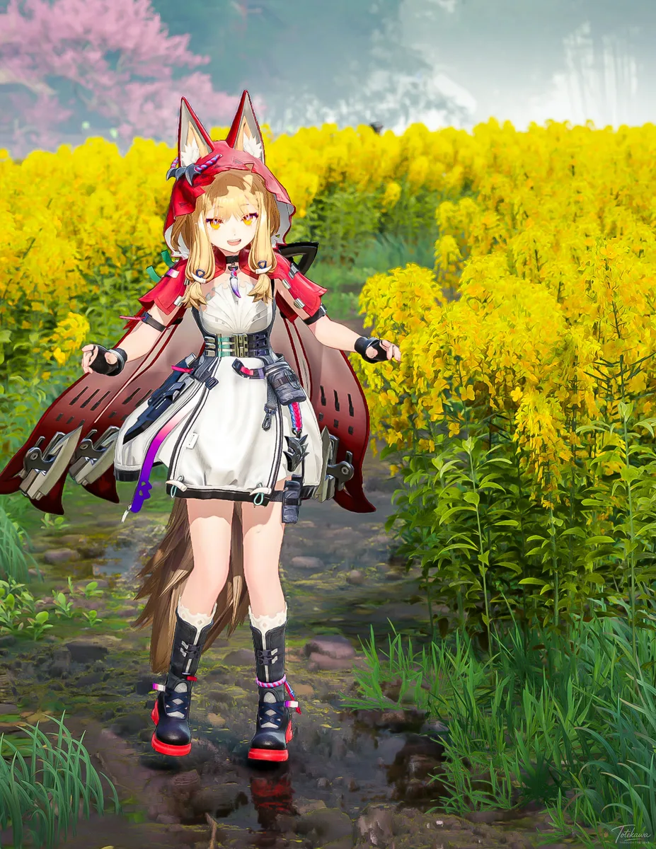 風に揺れる黄色の花々が、ロッシちゃんの瞳にやさしい光を宿す🐺💛 この景色を胸にしまって、また一歩前へ進む力になるね✨