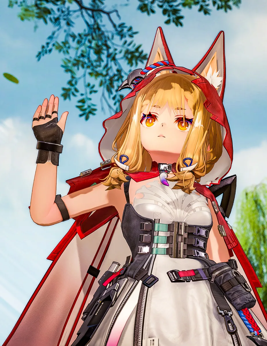 太陽の光に手を伸ばすロッシちゃん🐺✨ 空の青さがまぶしくて、今日の冒険が少し楽しみになるね🫶