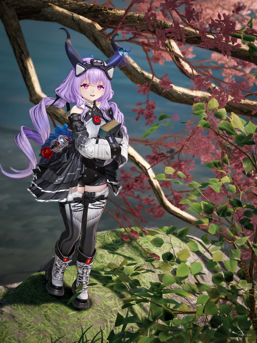 桜色の眼差しが心を染め、ときめきが頬に咲く / Her sakura‑tinted gaze colors my heart, and a quiet blush blooms upon my cheeks🌸